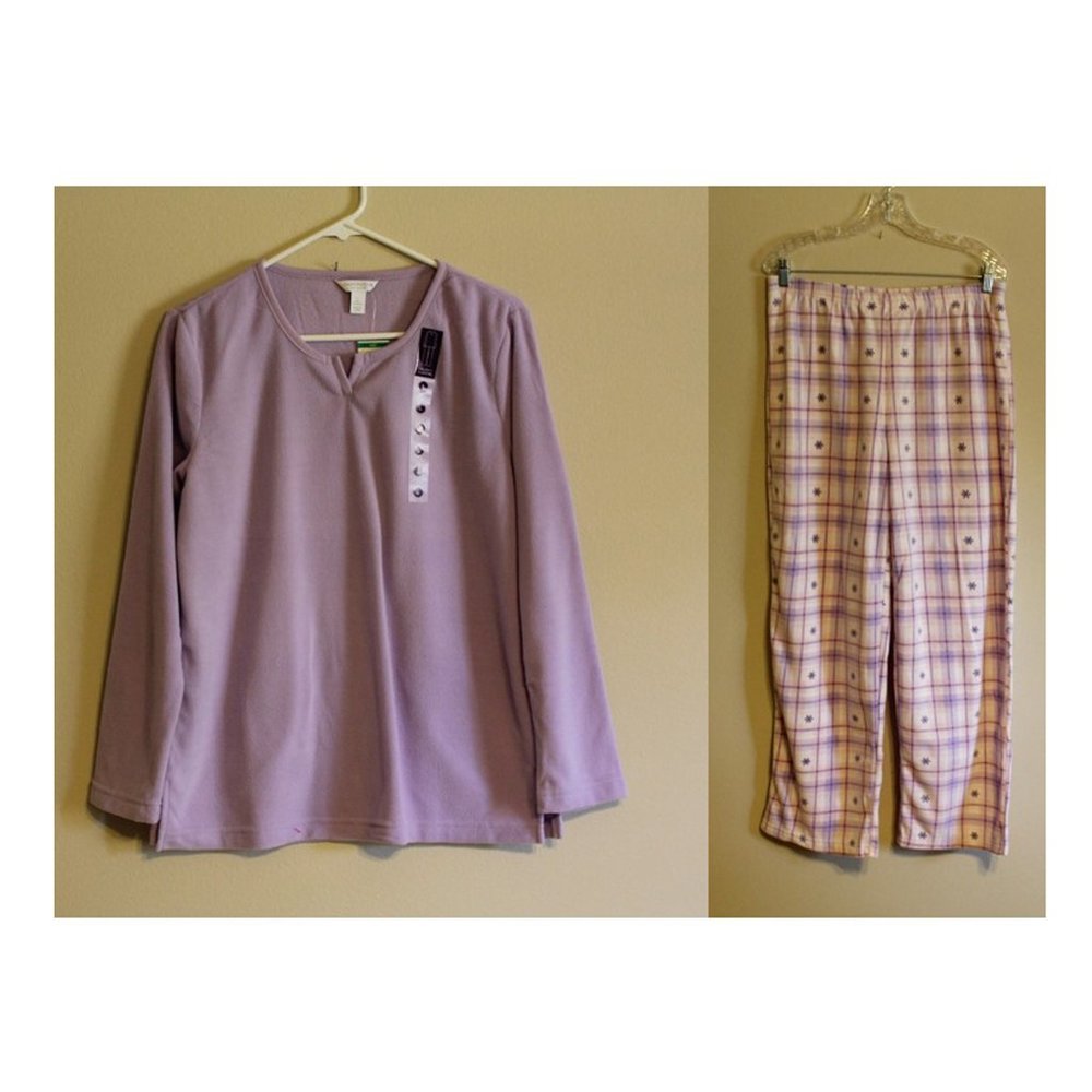 NWT Charter Club Notch Collar Fleece Pajama Set